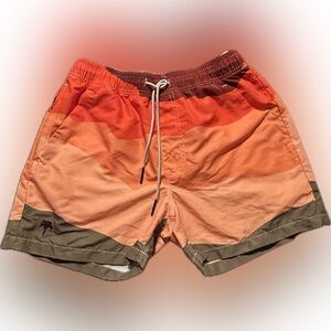 OAS Fire Wave Swim Trunks Shorts Men’s Small Multicolor Pocket